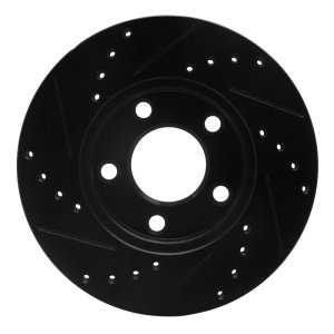 Ford Mustang Brake Rotor (1) - Front Right - R1 Concepts - Drilled & Slotted - Black - `94-`04